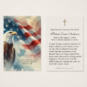 Patriottisch begrafenisgebed Kaart Amerikaanse vla (Voorkant /achterkant)