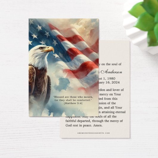 Patriottisch begrafenisgebed Kaart Amerikaanse vla
