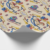 Patriottisch beige Rocking Horse Persoonlijk Patro Cadeaupapier (Hoek)