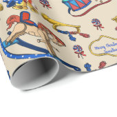 Patriottisch beige Rocking Horse Persoonlijk Patro Cadeaupapier (Rol Hoek)