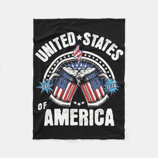 Patriottisch Bier Amerikaanse Vlag 4 Juli Bier Ver Fleece Deken (Voorkant)