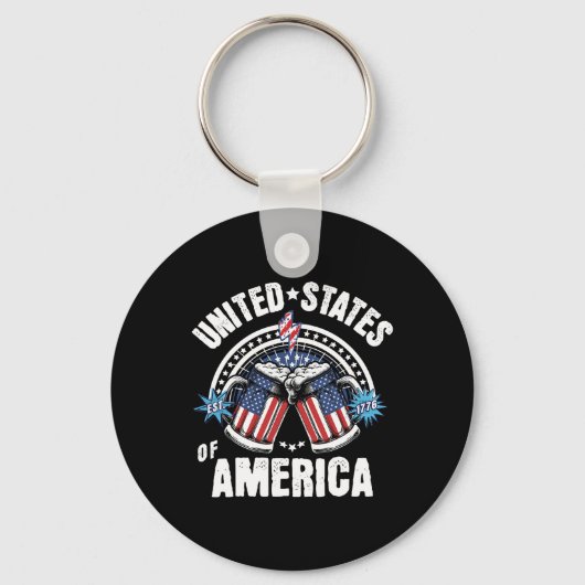 Patriottisch Bier Amerikaanse Vlag 4 Juli Bier Ver Sleutelhanger (Voorkant)