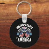 Patriottisch Bier Amerikaanse Vlag 4 Juli Bier Ver Sleutelhanger (Voorkant)