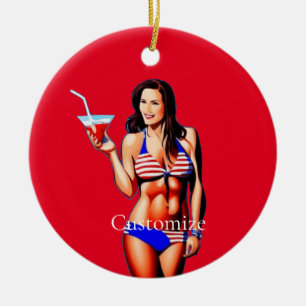 Patriottisch bikinifitnessmodel Thunder_Cove  Keramisch Ornament