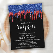 Patriottisch Birthday Red Blue Glitter Surprise In