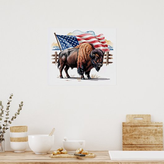 Patriottisch bizon Poster (Keuken)