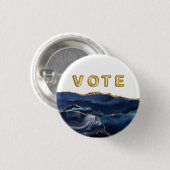 Patriottisch Blau Goud Agate Stem Ronde Button 3,2 Cm (Voorkant /achterkant)