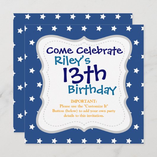 Patriottisch blauw en witte sterren Vrijheid Kaart (Voorkant / Achterkant)