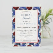 Patriottisch blauw rood Rose Bouquet Vrijgezellenf Kaart (Staand voorkant)