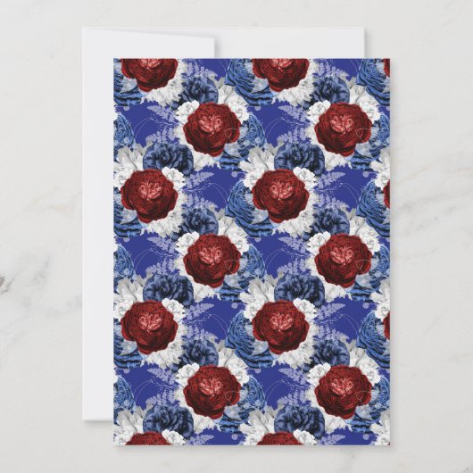 Patriottisch blauw rood Rose Bouquet Vrijgezellenf Kaart (Achterkant)