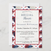 Patriottisch blauw rood Star Rose Bouquet Vrijgeze Kaart (Voorkant)