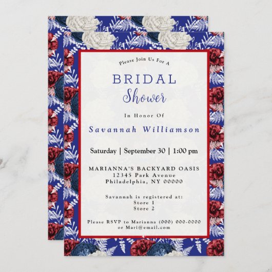 Patriottisch blauw wit rood rozenrood Vrijgezellen Kaart (Voorkant / Achterkant)