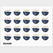 Patriottisch Blauwe Goud Agate Stem Ronde Sticker (Vel)