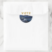 Patriottisch Blauwe Goud Agate Stem Ronde Sticker (Tas)