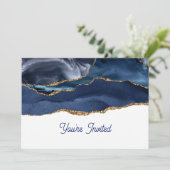 Patriottisch Blauwe Goud Agate Verjaardag Kaart (Staand voorkant)