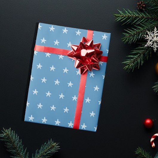 Patriottisch Blauwe Ster Vlag Patroon Cadeaupapier