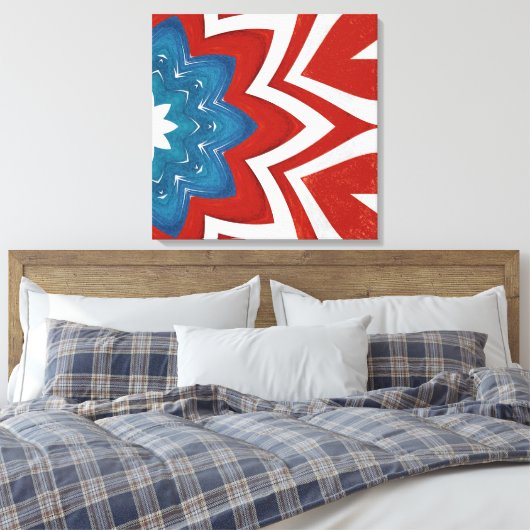 Patriottisch bloemencaleidoscoop ontwerp canvas afdruk (Insitu (Slaapkamer))