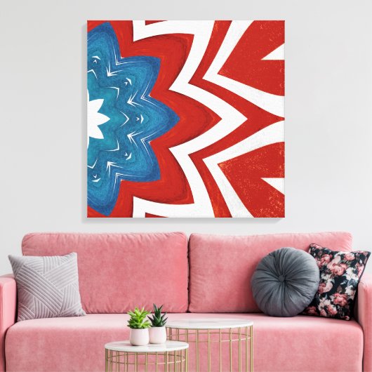 Patriottisch bloemencaleidoscoop ontwerp canvas afdruk (Insitu (Woonkamer))