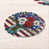 Patriottisch, bloemendecor in Amerikaanse distress Kartonnen Onderzetters (Gekanteld)