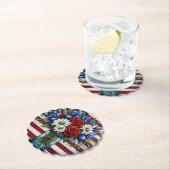 Patriottisch, bloemendecor in Amerikaanse distress Kartonnen Onderzetters (Insitu)