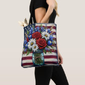 Patriottisch, bloemendistressed Amerikaans Tote Bag (Dichtbij)