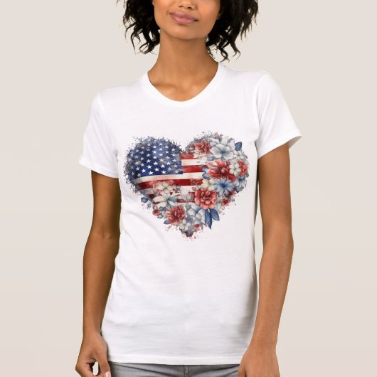 Patriottisch bloemenhart T-shirt (Voorkant)