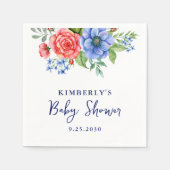 Patriottisch Bloemenrood Wit Blauw Baby shower Servet (Voorkant)