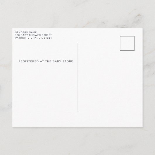 Patriottisch Bloemenrood Wit Blauw Baby shower Uitnodiging Briefkaart (Achterkant)