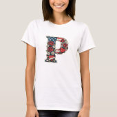 Patriottisch bloemletter P kransontwerp T-shirt (Voorkant)