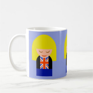 Patriottisch blond meisje in een Union Jack Flag T Koffiemok