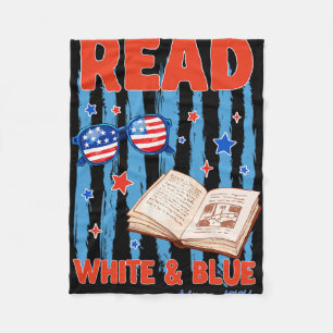 Patriottisch Boekerig 4 juli Lees Wit Blauw Sinc Fleece Deken