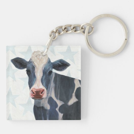 Patriottisch Boerderij - Koe Sleutelhanger (Achterkant)