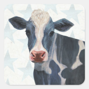 Patriottisch Boerderij - Koe Vierkante Sticker