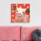 Patriottisch Boerderij - Varkens Canvas Afdruk (Insitu (Woonkamer))