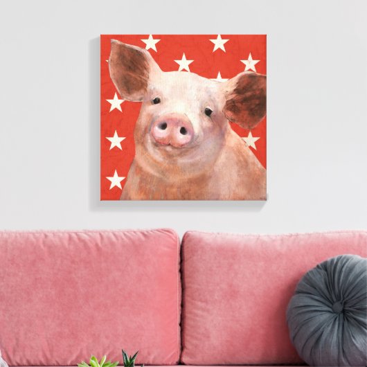 Patriottisch Boerderij - Varkens Canvas Afdruk (Insitu (Woonkamer))