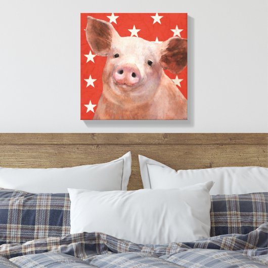 Patriottisch Boerderij - Varkens Canvas Afdruk (Insitu (Slaapkamer))