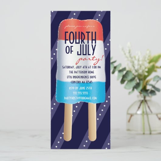 Patriottisch Bombpop Rood Blauw op 4 juli Kaart (Staand voorkant)