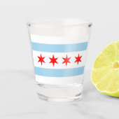 Patriottisch borrelglas met vlag van Chicago Shot Glas (Voorkant)