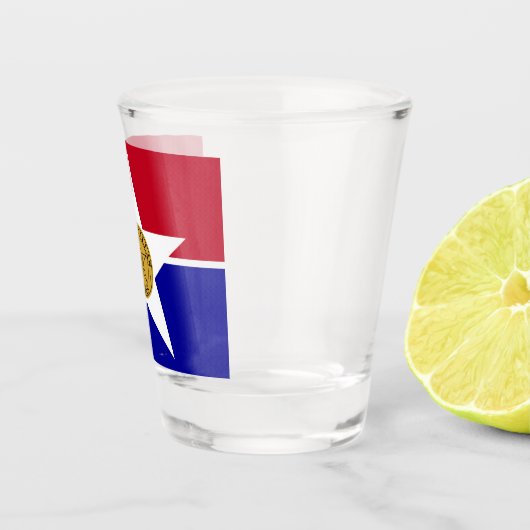 Patriottisch borrelglas met vlag van Dallas Shot Glas (Rechts)