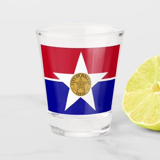 Patriottisch borrelglas met vlag van Dallas Shot Glas (Voorkant)