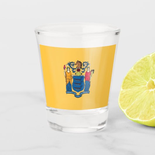 Patriottisch borrelglas met vlag van New Jersey Shot Glas (Voorkant)