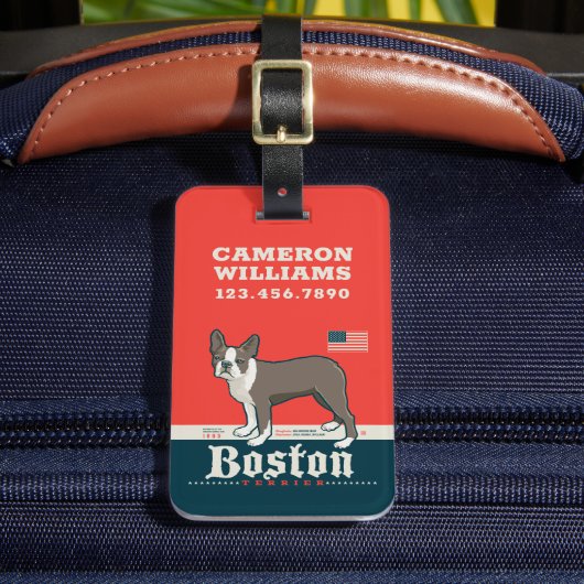 patriottisch | Boston Terrier Bagagelabel (Voorkant Insitu 2)