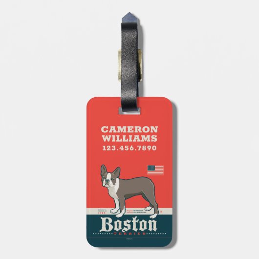 patriottisch | Boston Terrier Bagagelabel (Achterkant verticaal)