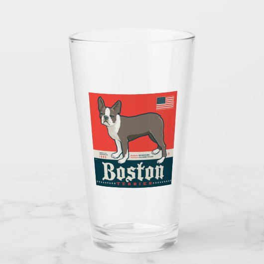 patriottisch | Boston Terrier Glas (Voorkant)