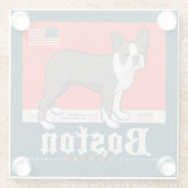 patriottisch | Boston Terrier Glazen Onderzetter (Achterkant)