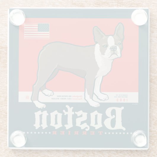 patriottisch | Boston Terrier Glazen Onderzetter (Achterkant)