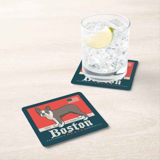 patriottisch | Boston Terrier Kartonnen Onderzetters (Insitu)
