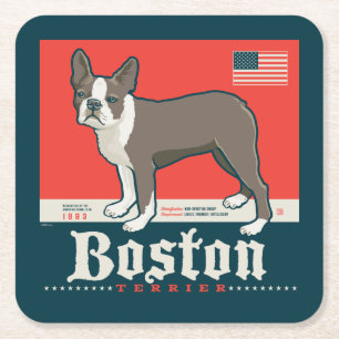 patriottisch   Boston Terrier Kartonnen Onderzetters