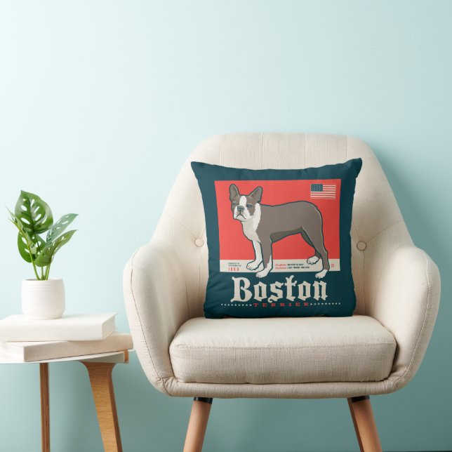 patriottisch | Boston Terrier Kussen (Stoel)