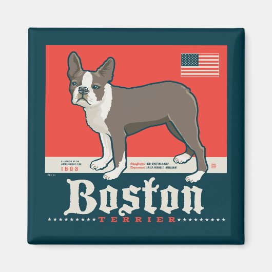 patriottisch | Boston Terrier Magneet (Voorkant)